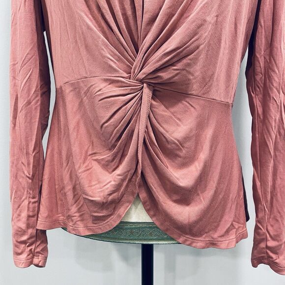 SWEATY BETTY 6 Tori Twist Front Hooded Pullover Top Cinder Pink Athleisure Soft - Picture 4 of 14